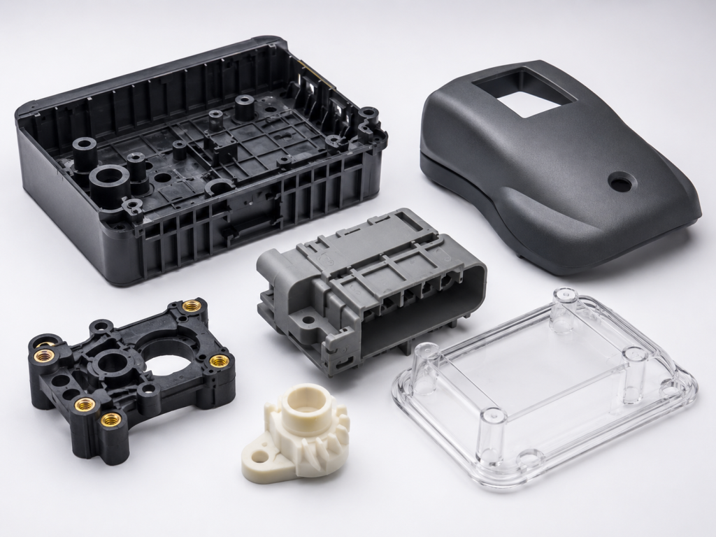 Custom-made plastic parts in different materials, colors, and designs