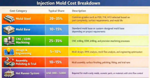 Injection mold cost comparison between different supplier quotes