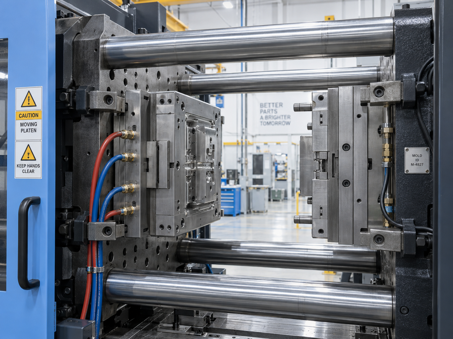 Injection mold installed in molding machine for injection mold size compatibility check