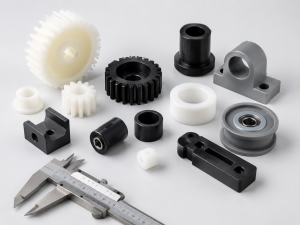 Plastic mechanical parts including gears, bushings, rollers and precision components for tolerance and wear control