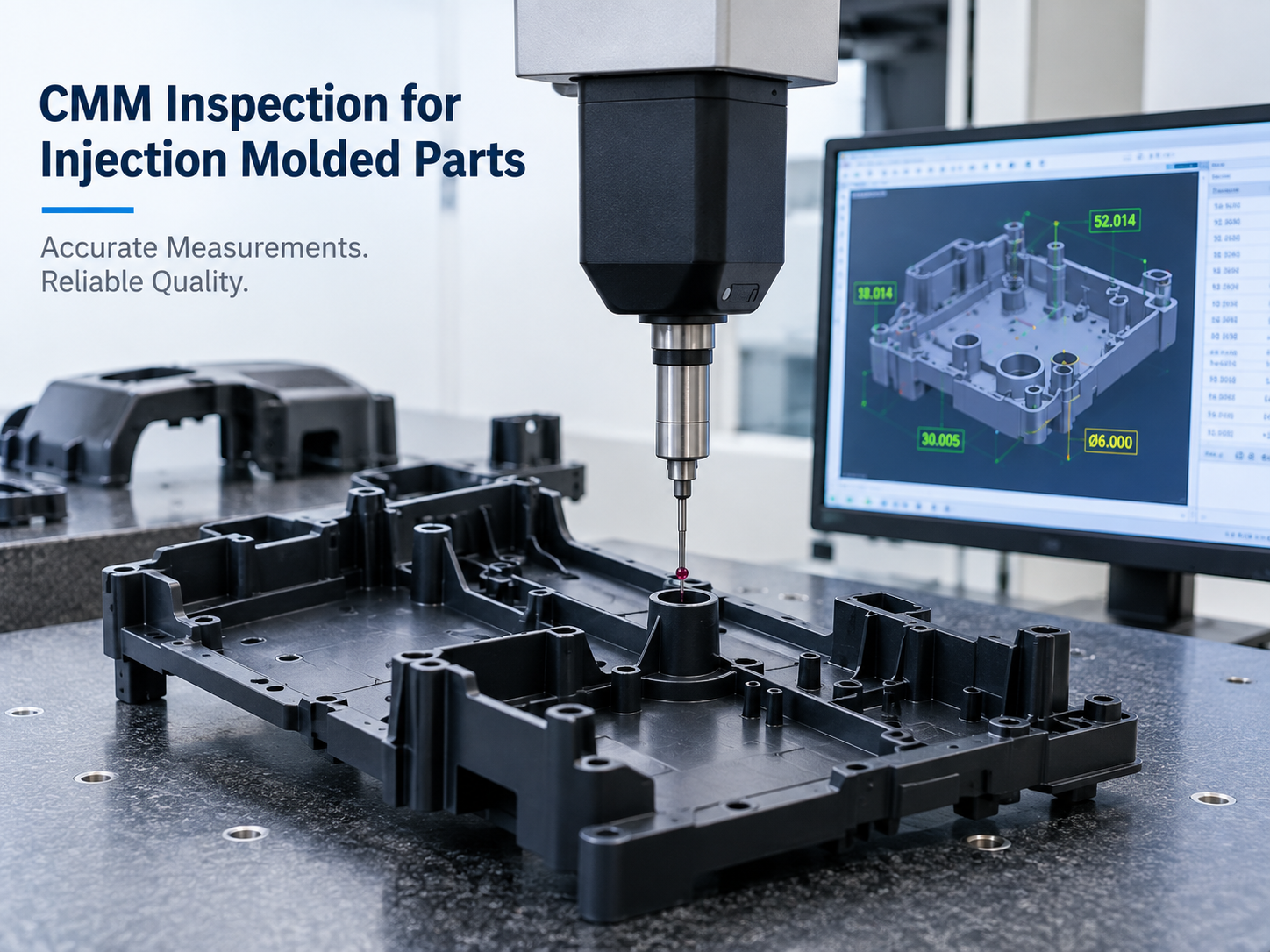 CMM inspection for injection molded parts checking dimensional accuracy
