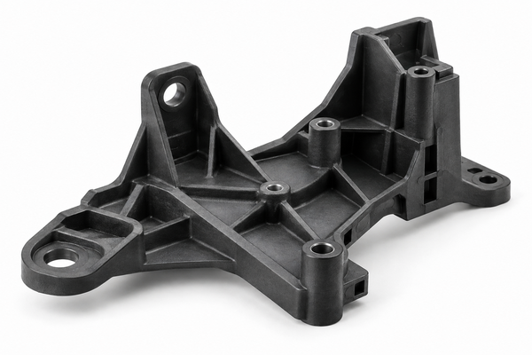 Glass-filled nylon injection molding structural plastic part with ribs and bosses