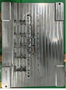 Injection mold wear inspection showing worn mold components and critical inspection areas