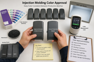 Injection molding color approval for consistent plastic part color