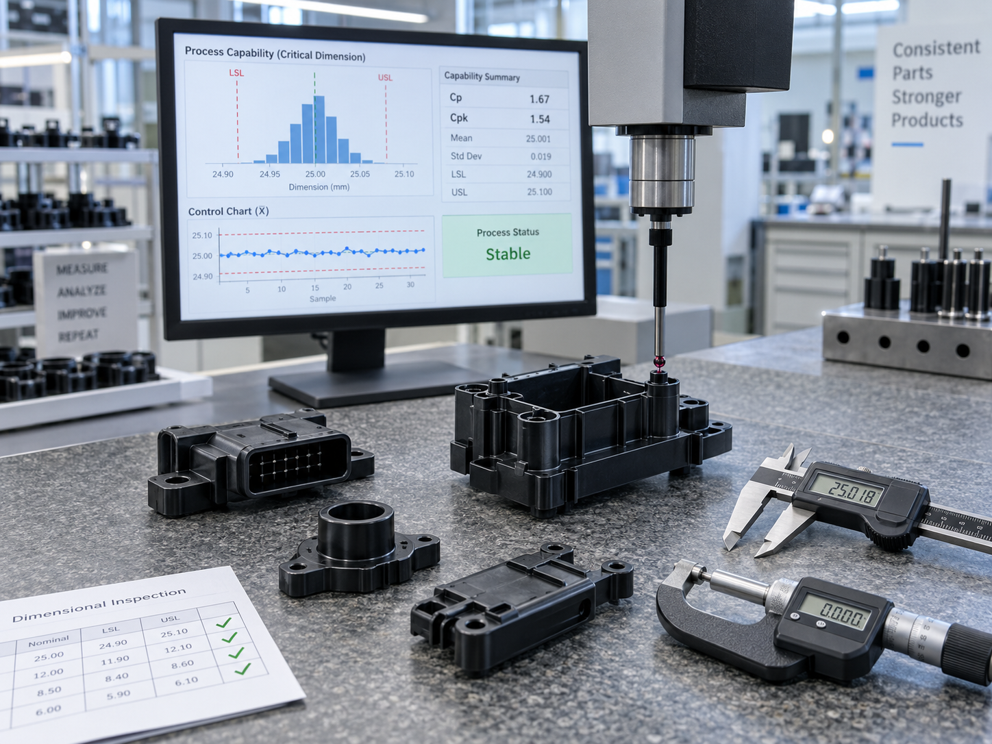 Injection Molding Cpk process stability inspection