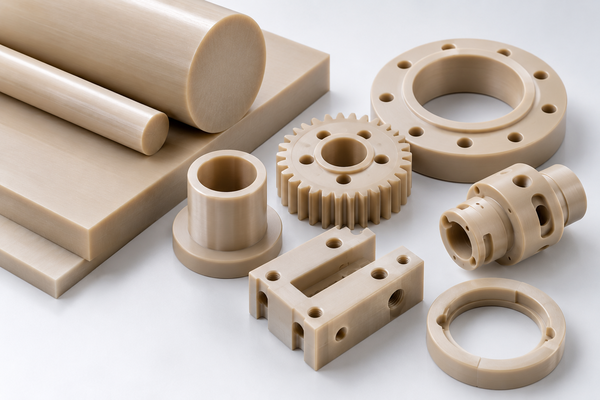PEEK plastic machining with CNC machined precision parts and stock material