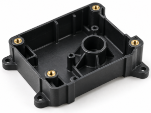 Plastic part with brass threaded inserts for secure assembly
