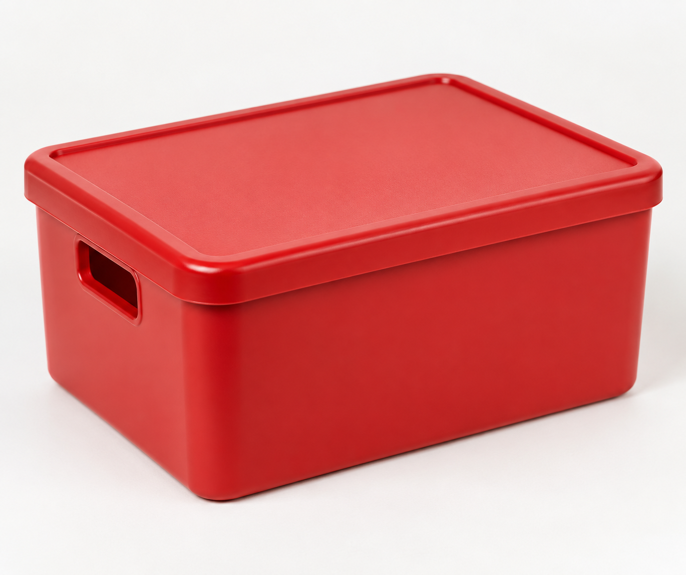 Red PC/ABS injection molded storage box for household use