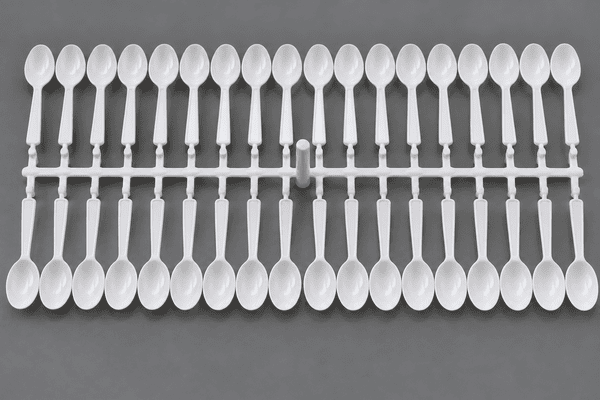 Stack mold injection molding for high-volume plastic spoon production