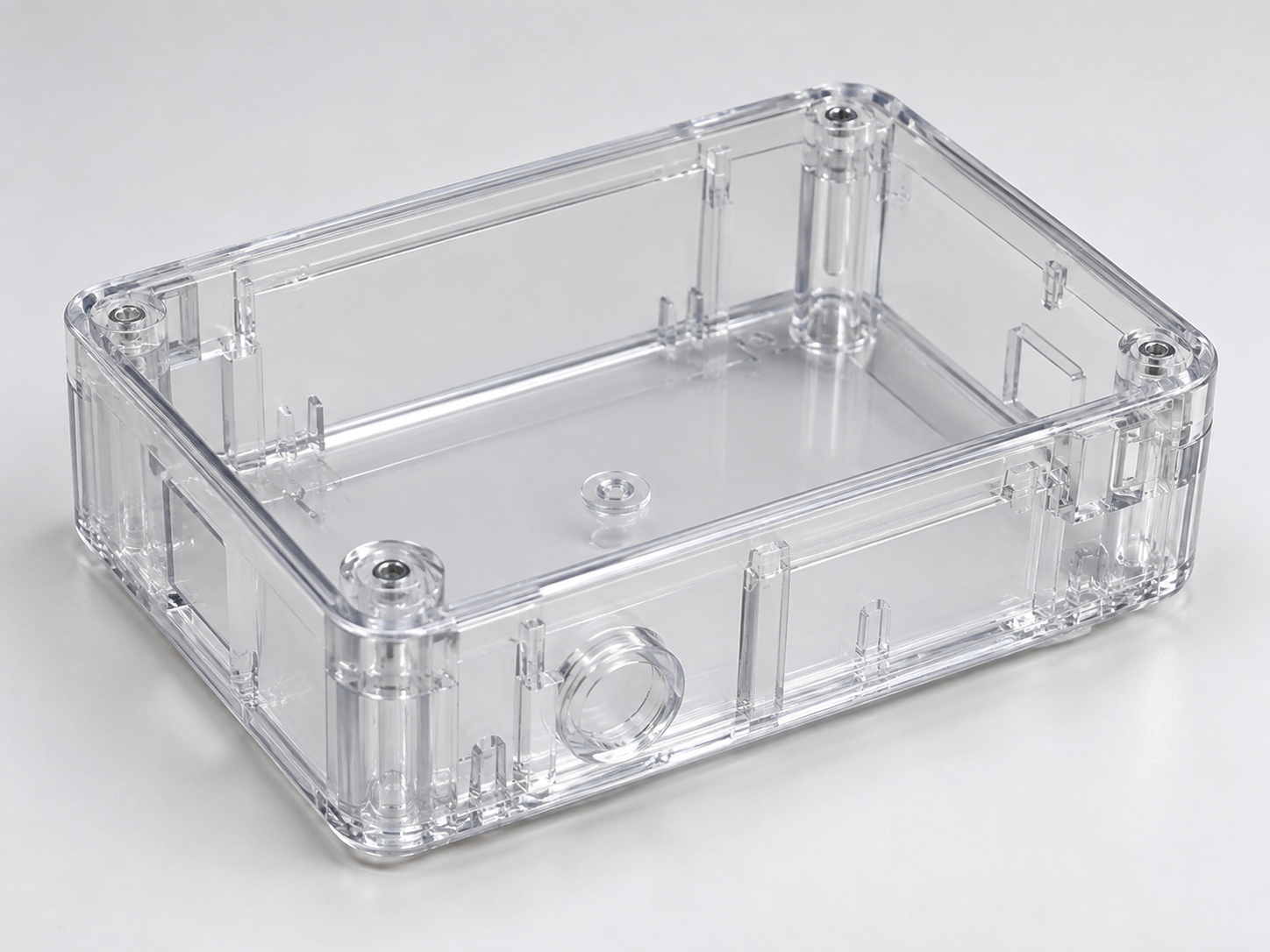 Transparent plastic parts with clear molded housing