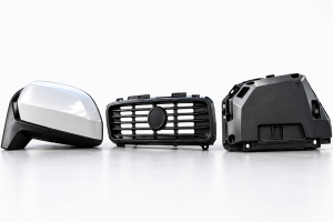ASA injection molding automotive plastic parts including mirror housing, front grille, and protective housing