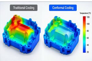Conformal cooling injection molding with precision steel molds and automotive plastic components