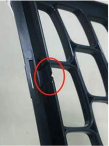 Injection mold gas traps causing burn marks on a black automotive plastic connector