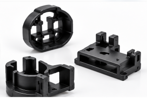 Injection mold parting surface on automotive plastic connector parts
