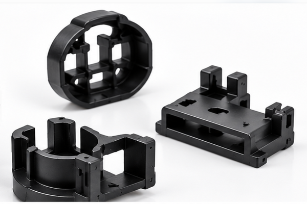 Injection mold parting surface on automotive plastic connector parts