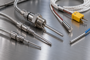 Mold temperature sensors including thermocouple probes and stainless steel temperature sensors