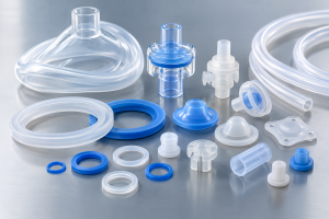 Medical silicone molding parts including silicone seals, valves, connectors and flexible medical components