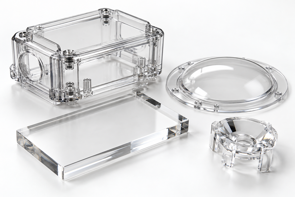 PC vs PMMA automotive lighting applications showing front headlight and rear light lens designs