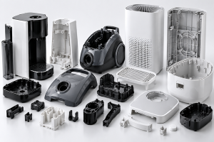 Rapid tooling for home appliance plastic parts, including coffee machine housings, vacuum cleaner covers, and air purifier components.